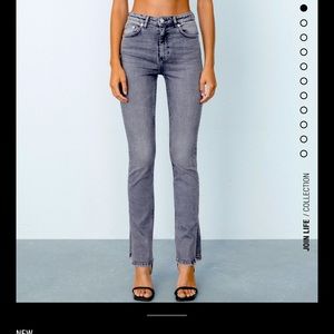 Zara Gray Split Hem Jeans